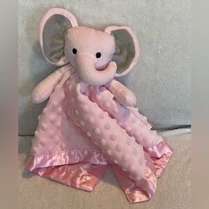 Pro Goleem Pink Elephant Security Blanket  Baby Lovey Unisex 16 X 16” Satin Back